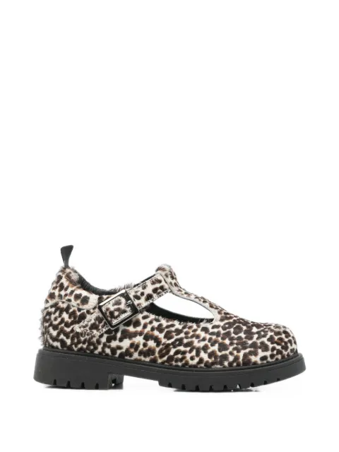 Douuod Kids leopard-print pony-fur loafers