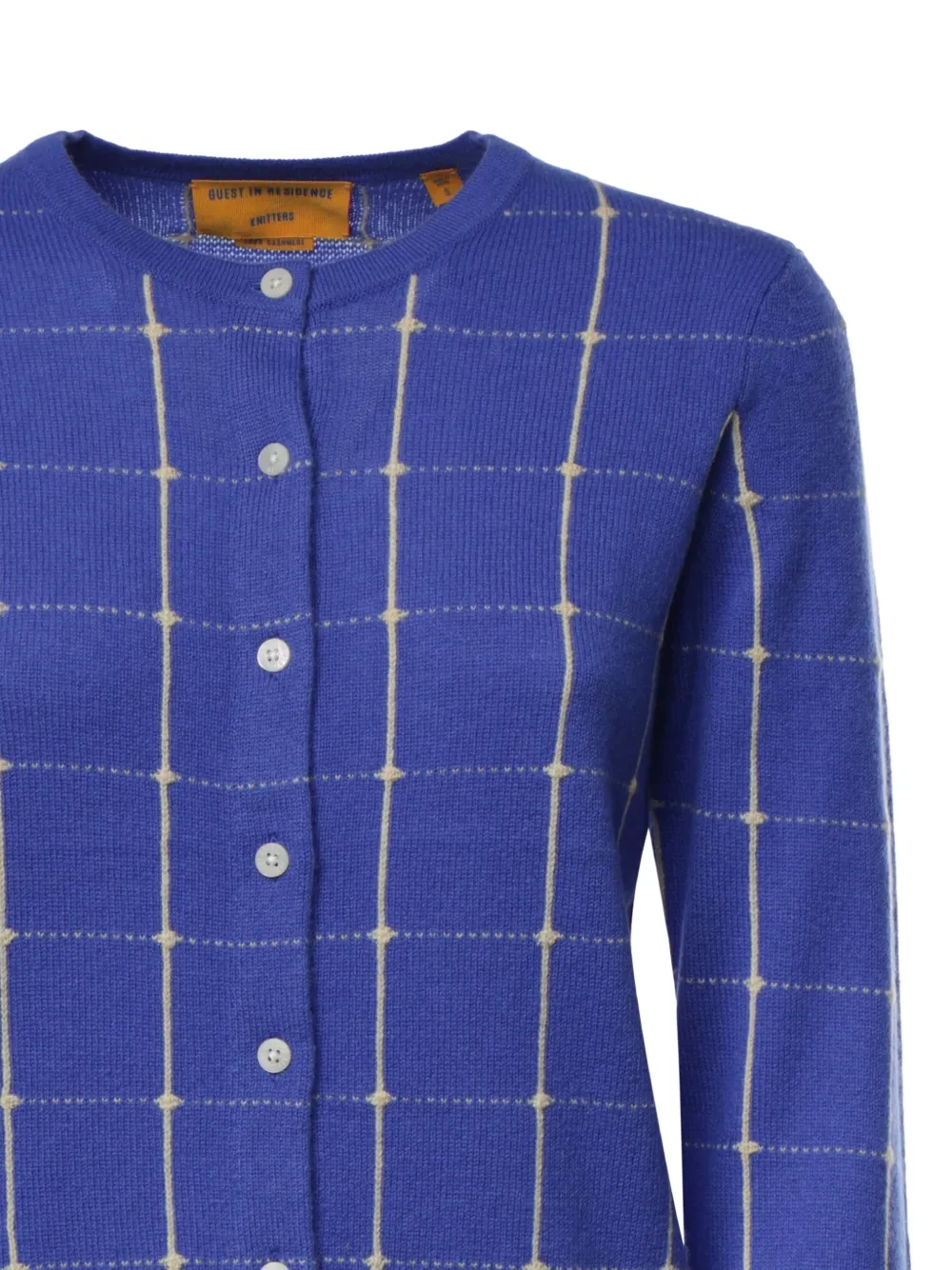Guest In Residence grid-pattern cardigan Blauw