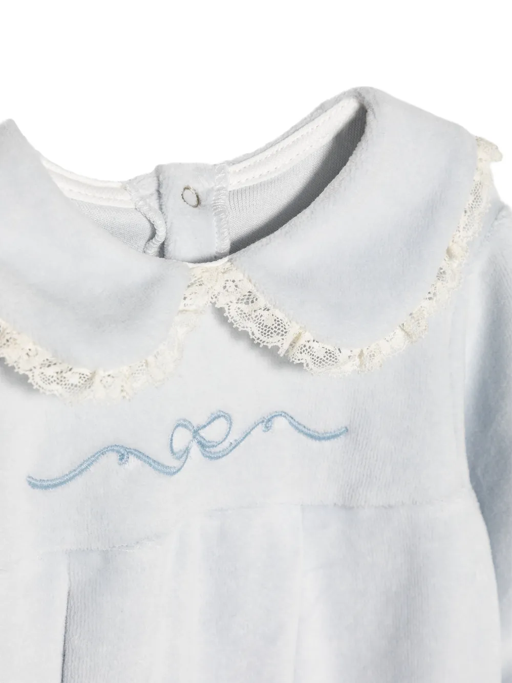 La Stupenderia Slaappak met geborduurde strik en kanten afwerking Blauw