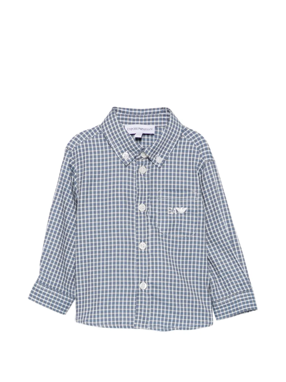 Emporio Armani Kids check-pattern logo-embroidered shirt - Blu