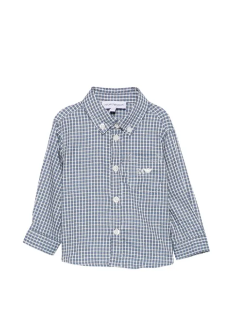 Emporio Armani Kids check-pattern logo-embroidered shirt