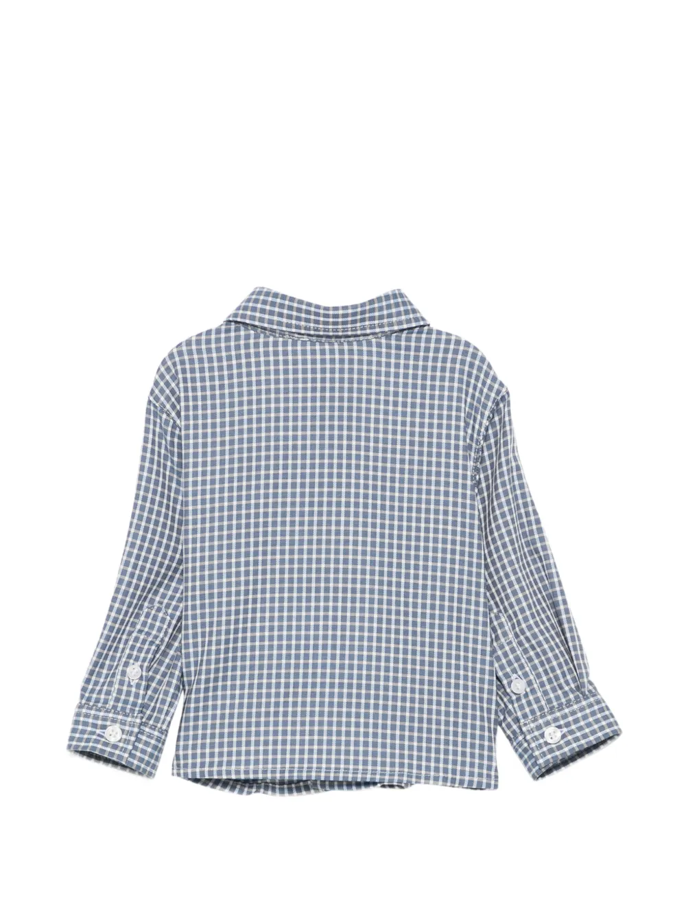 Emporio Armani Kids Geruit shirt met geborduurd logo Blauw