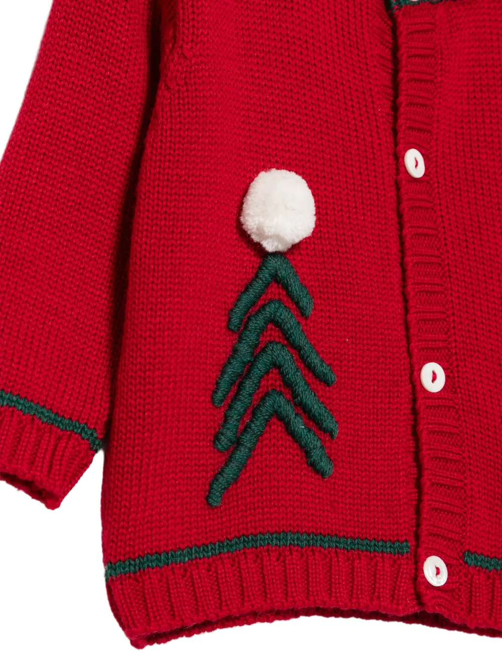 La Stupenderia Vest met geborduurde boom en pompon Rood