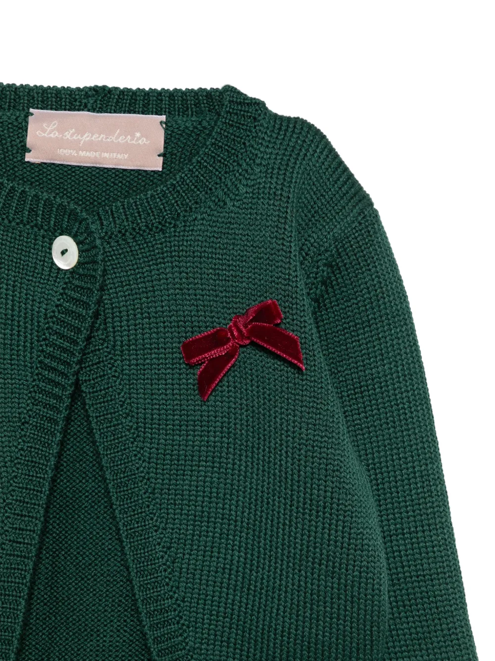 La Stupenderia bow-detail knit cardigan Groen