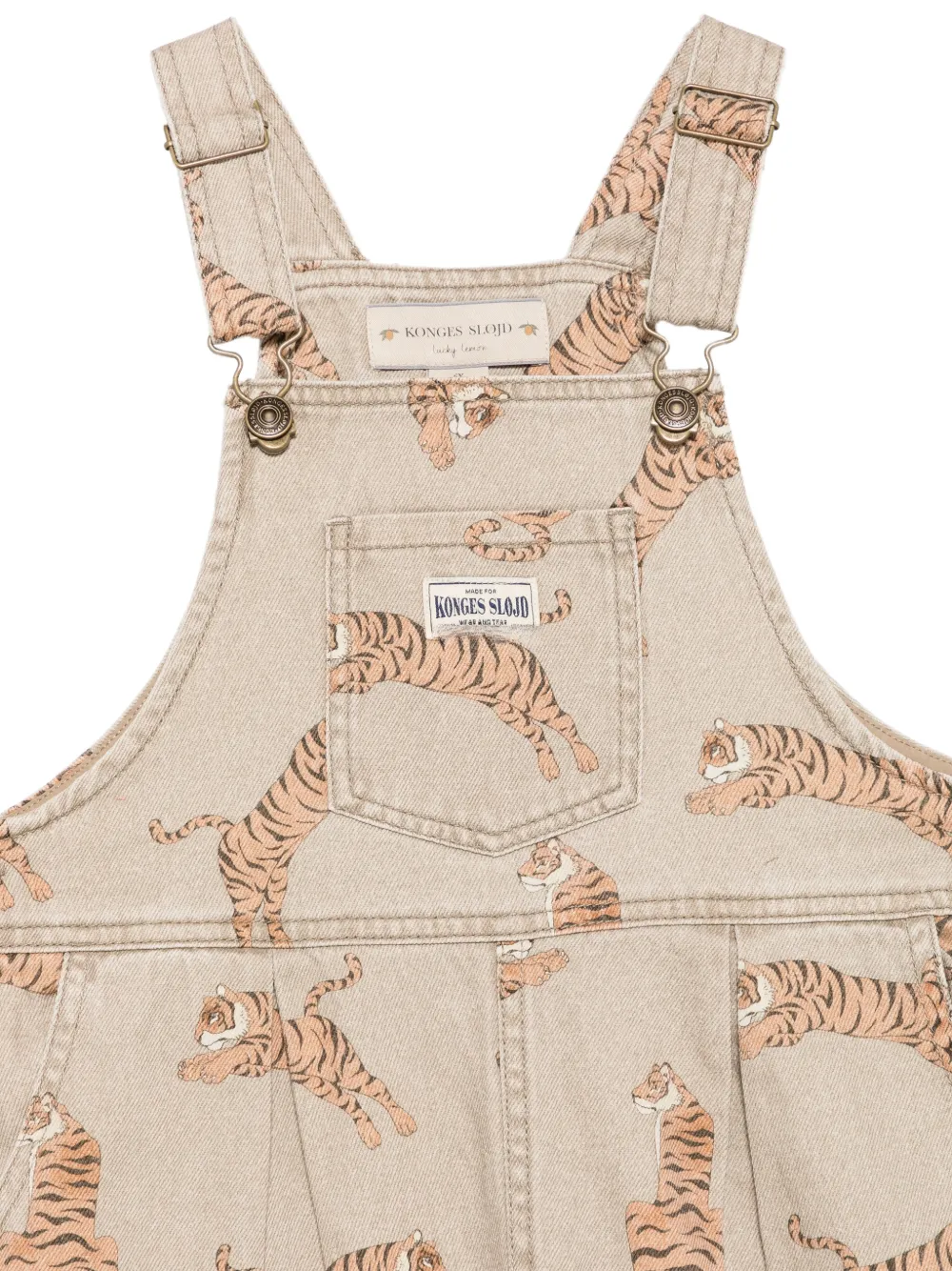Konges Sløjd tiger-print dungarees Beige
