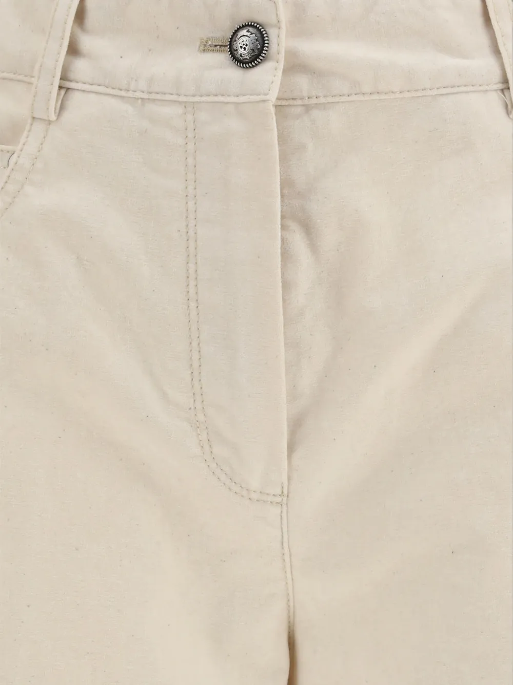 Forte Gesmockte jeans met wijde pijpen Beige