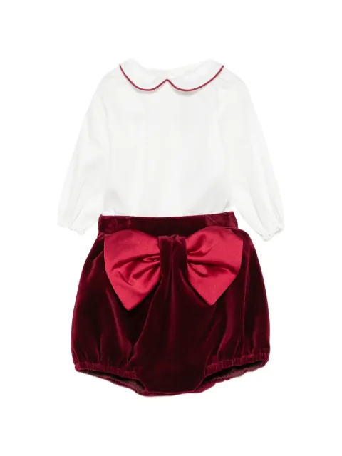 La Stupenderia bow-detail velvet-shorts set