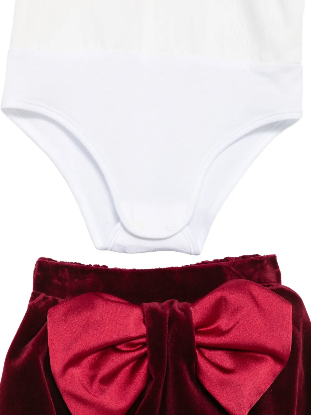 La Stupenderia Fluwelen shorts set met strikdetail Wit