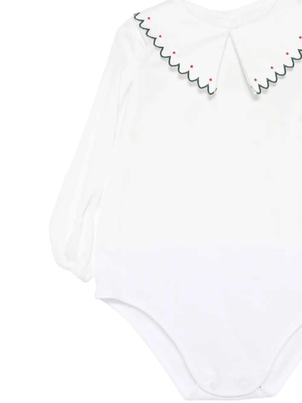 La Stupenderia embroidered-collar velvet-skirt dress set Wit