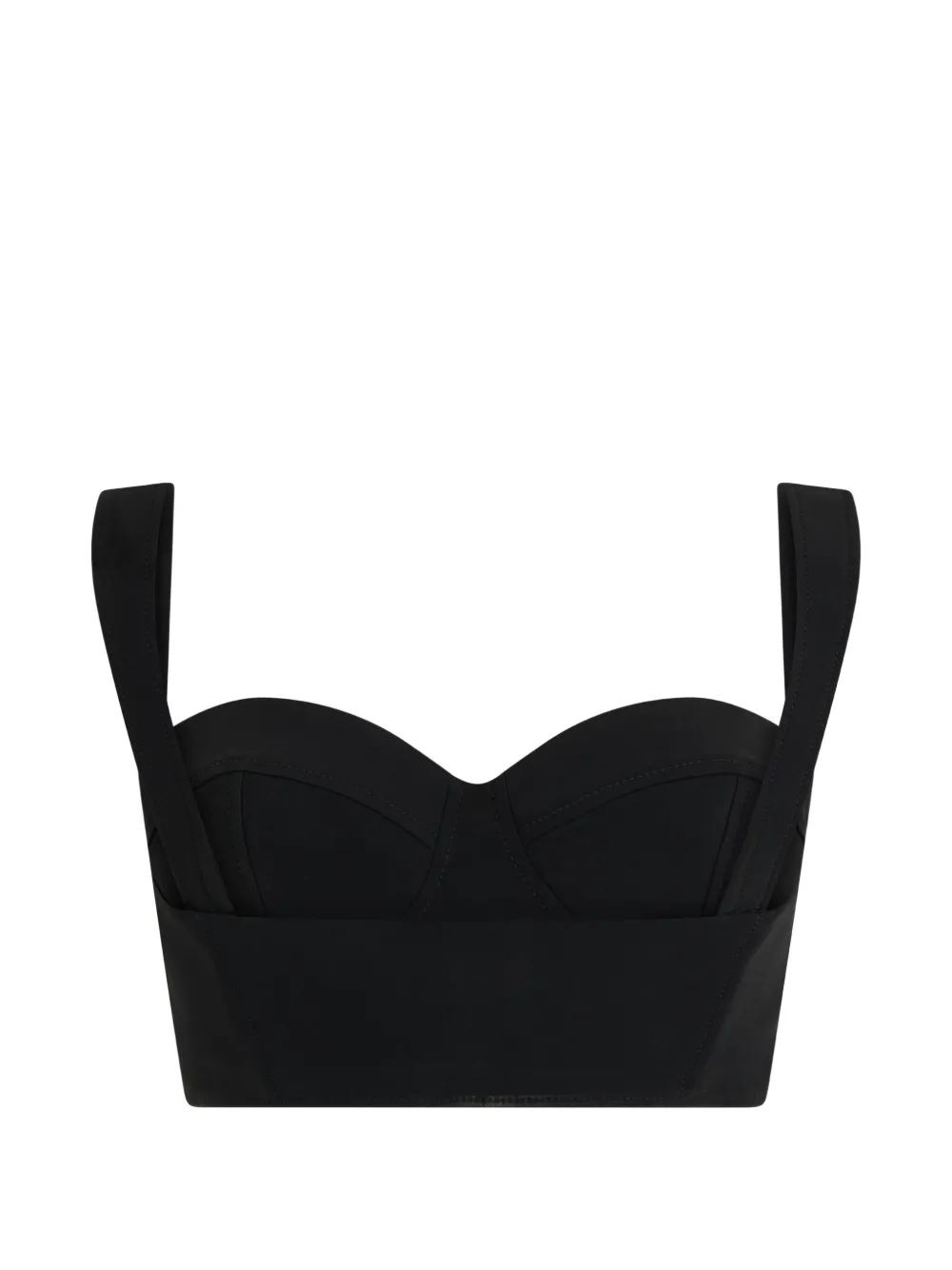 Moschino sweetheart-neck cropped top Zwart