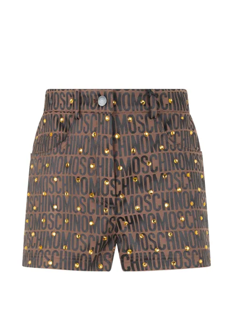 Moschino logo-print crystal-embellished shorts