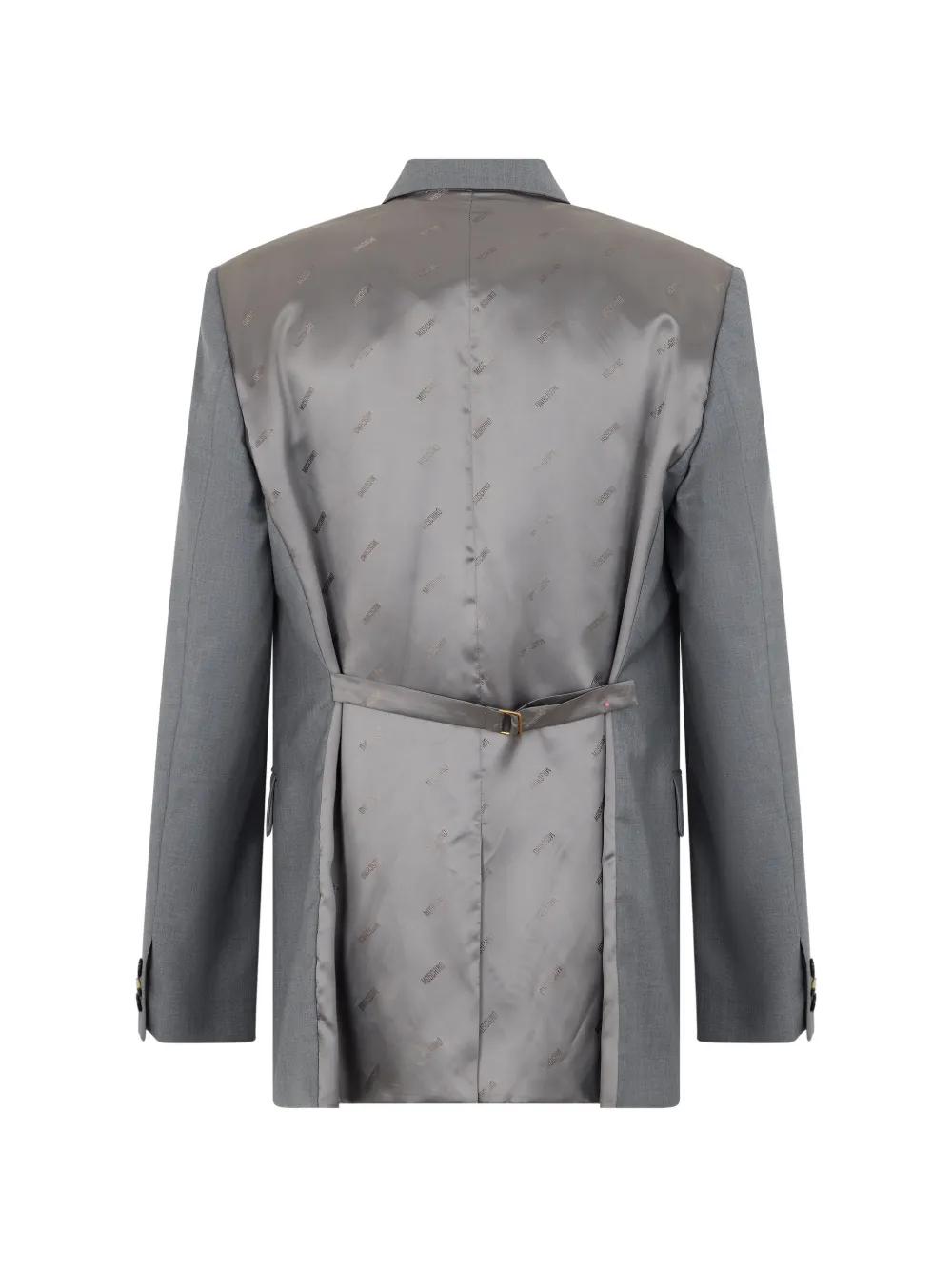 Moschino logo-pin single-breasted blazer Grijs