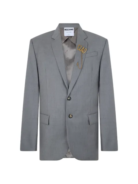 Moschino logo-pin single-breasted blazer