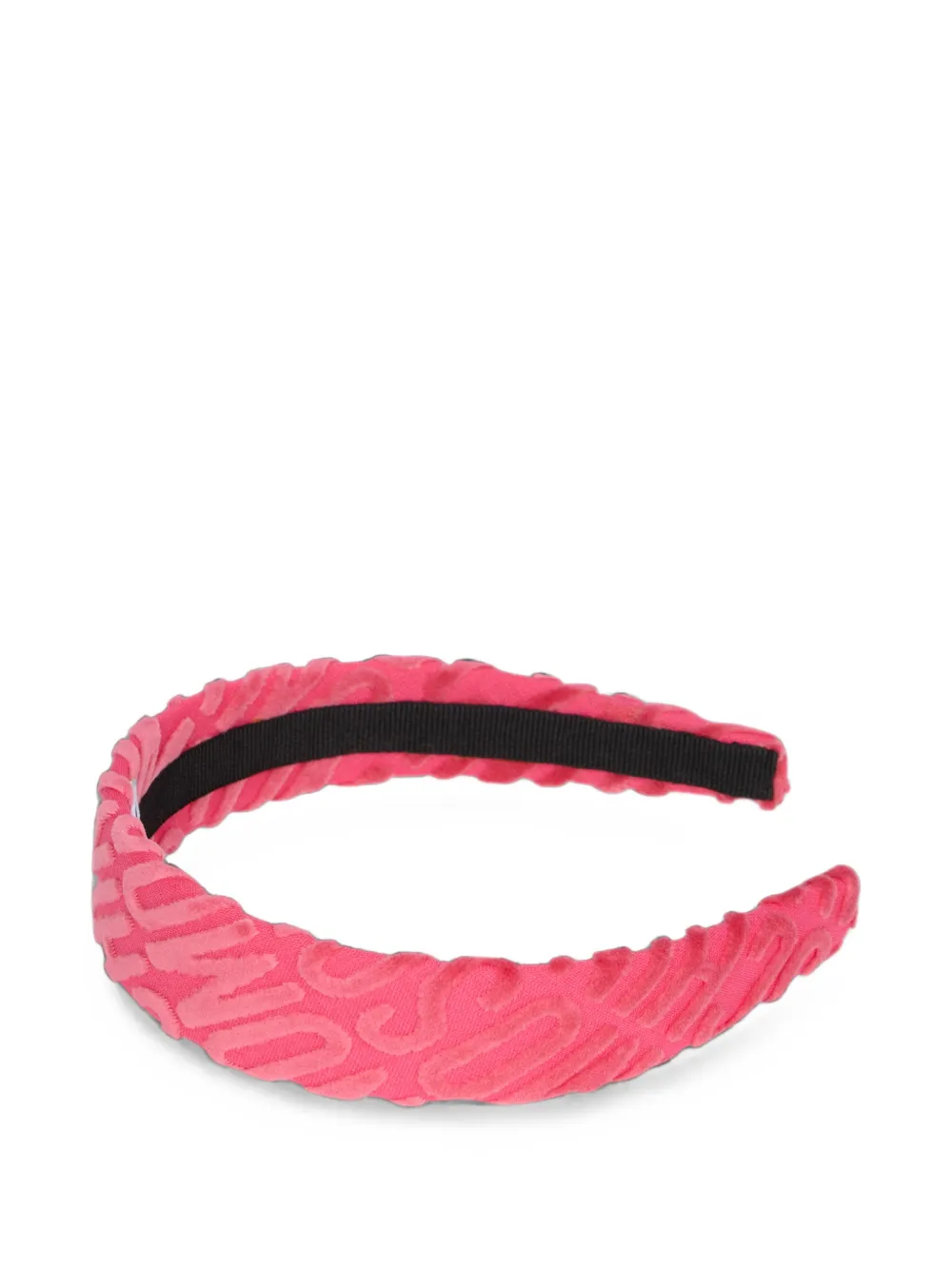 Moschino Haarband met fluweel-effect en logo-jacquard Roze
