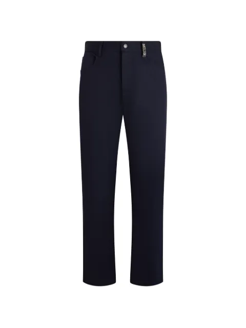 Moschino logo-patch straight-leg trousers