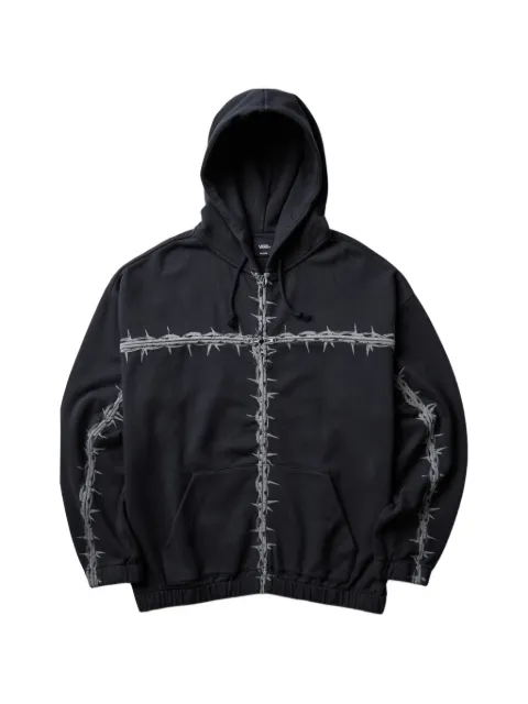 Vans hoodie A.O.D. con estampado de alambre de púas y cierre en colaboración con Slam Jam