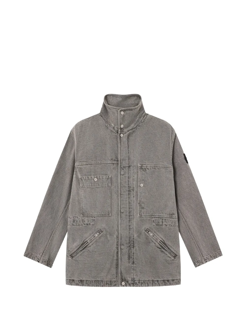 Stone Island Q4100064 katoenen gabardine-tc jack met geverfd effect Grijs