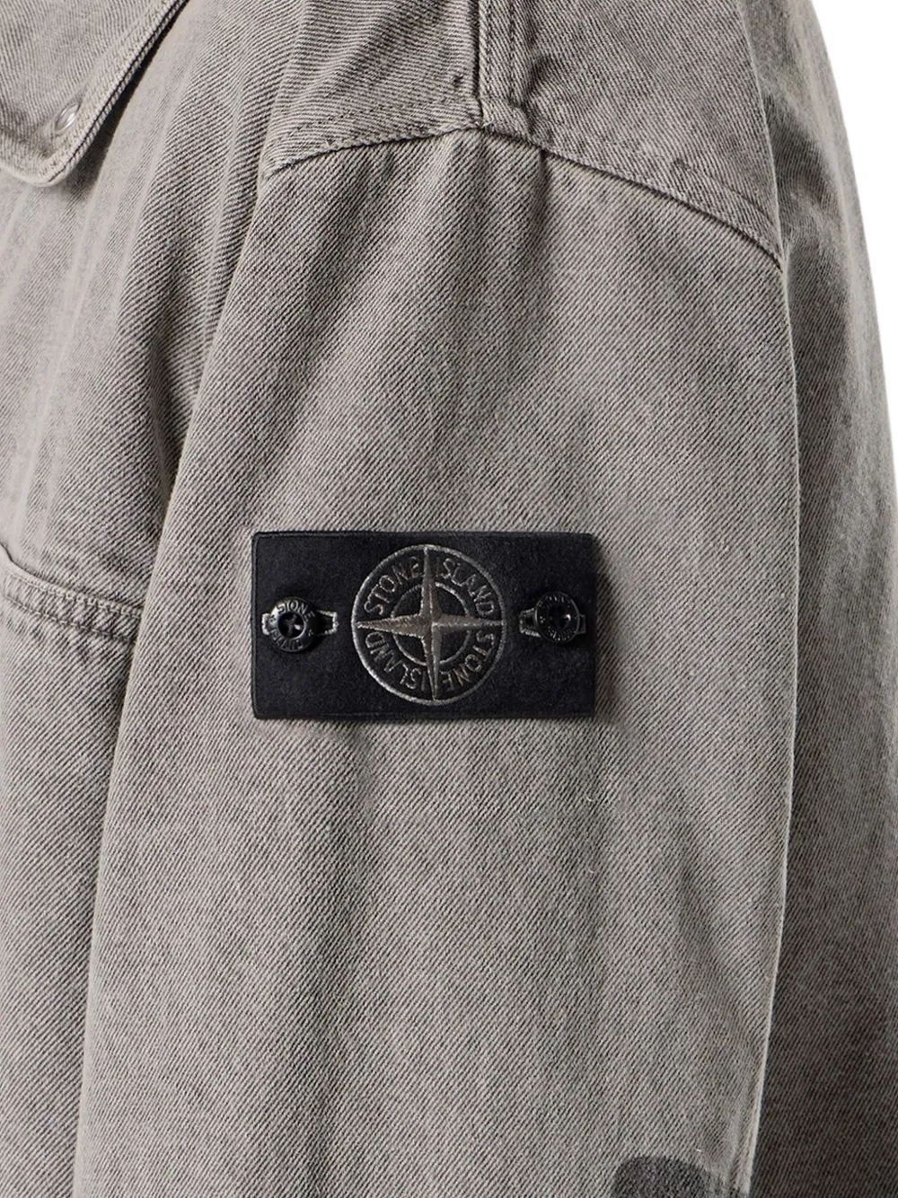 Stone Island Q4100064 katoenen gabardine-tc jack met geverfd effect Grijs
