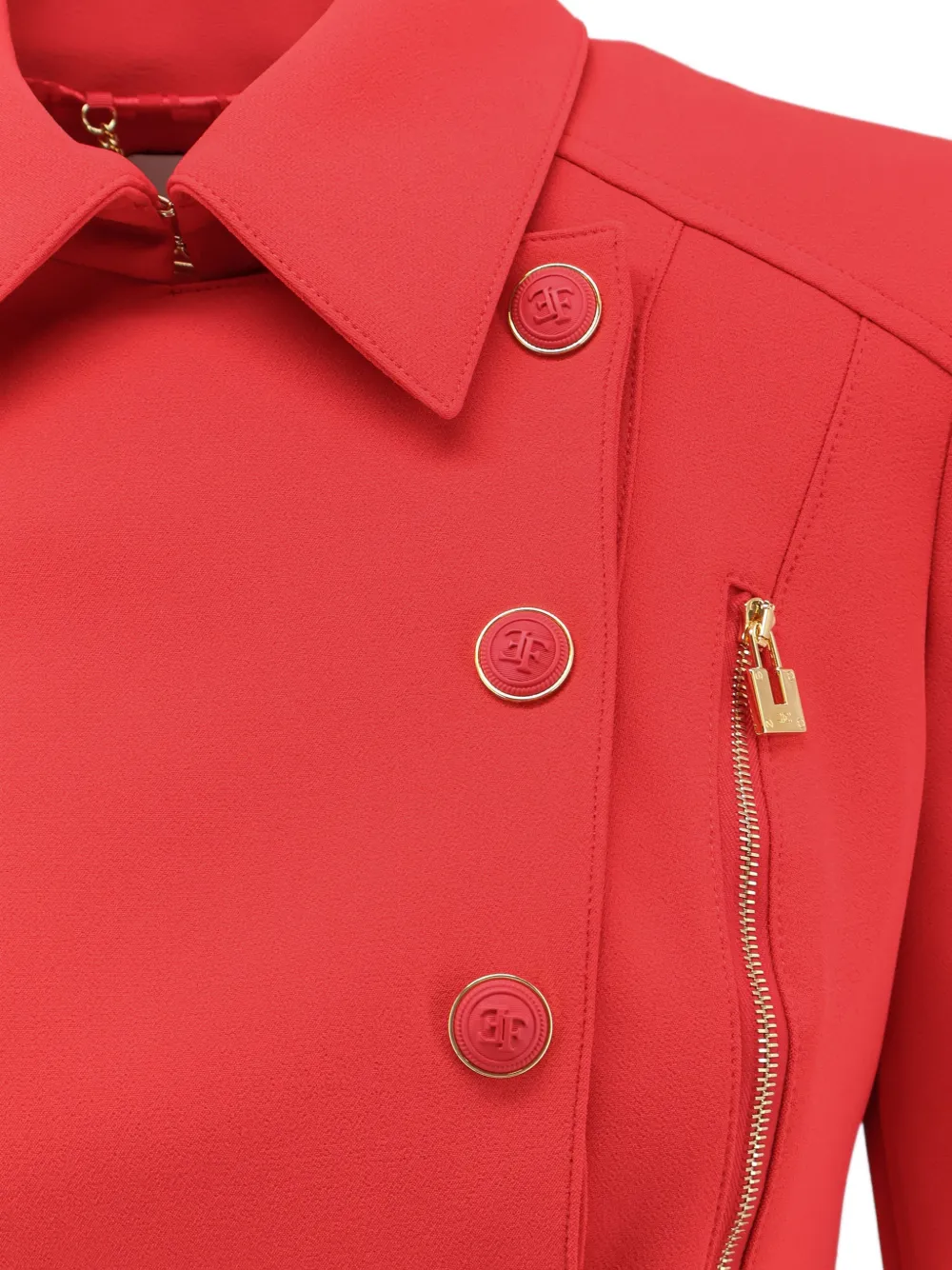Elisabetta Franchi Jack met dubbele rij knopen en peplum-design Rood