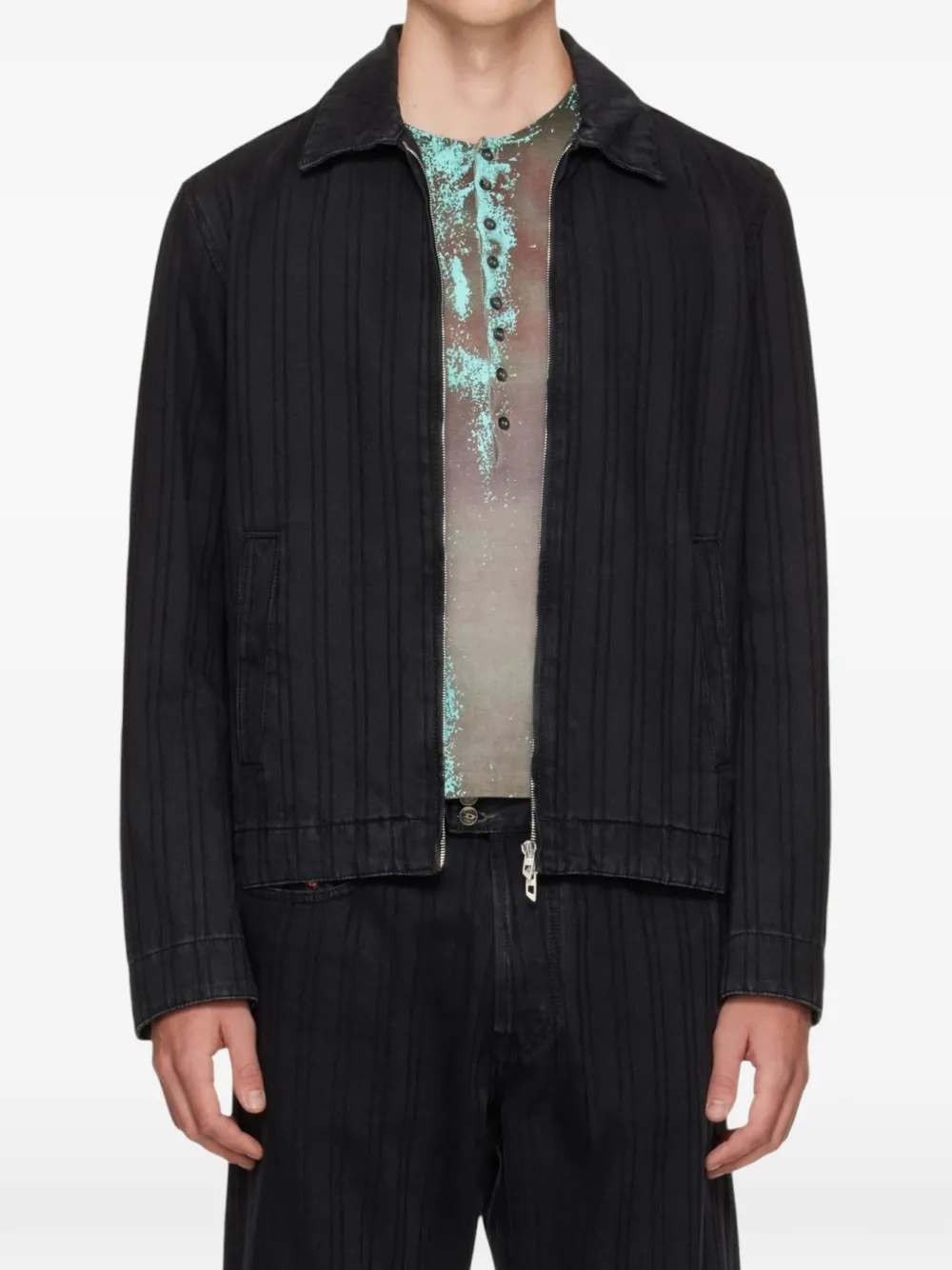 Diesel D-Rohe pinstripe-pattern denim jacket - Noir Diesel D-Rohe pinstripe-pattern denim jacket - Noir
