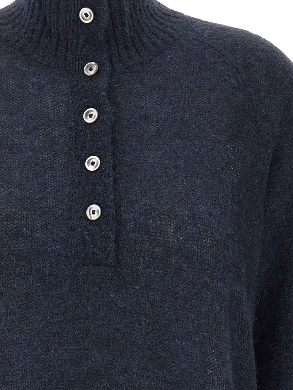 Gran Sasso Trui met hoge hals en knopenbies Blauw