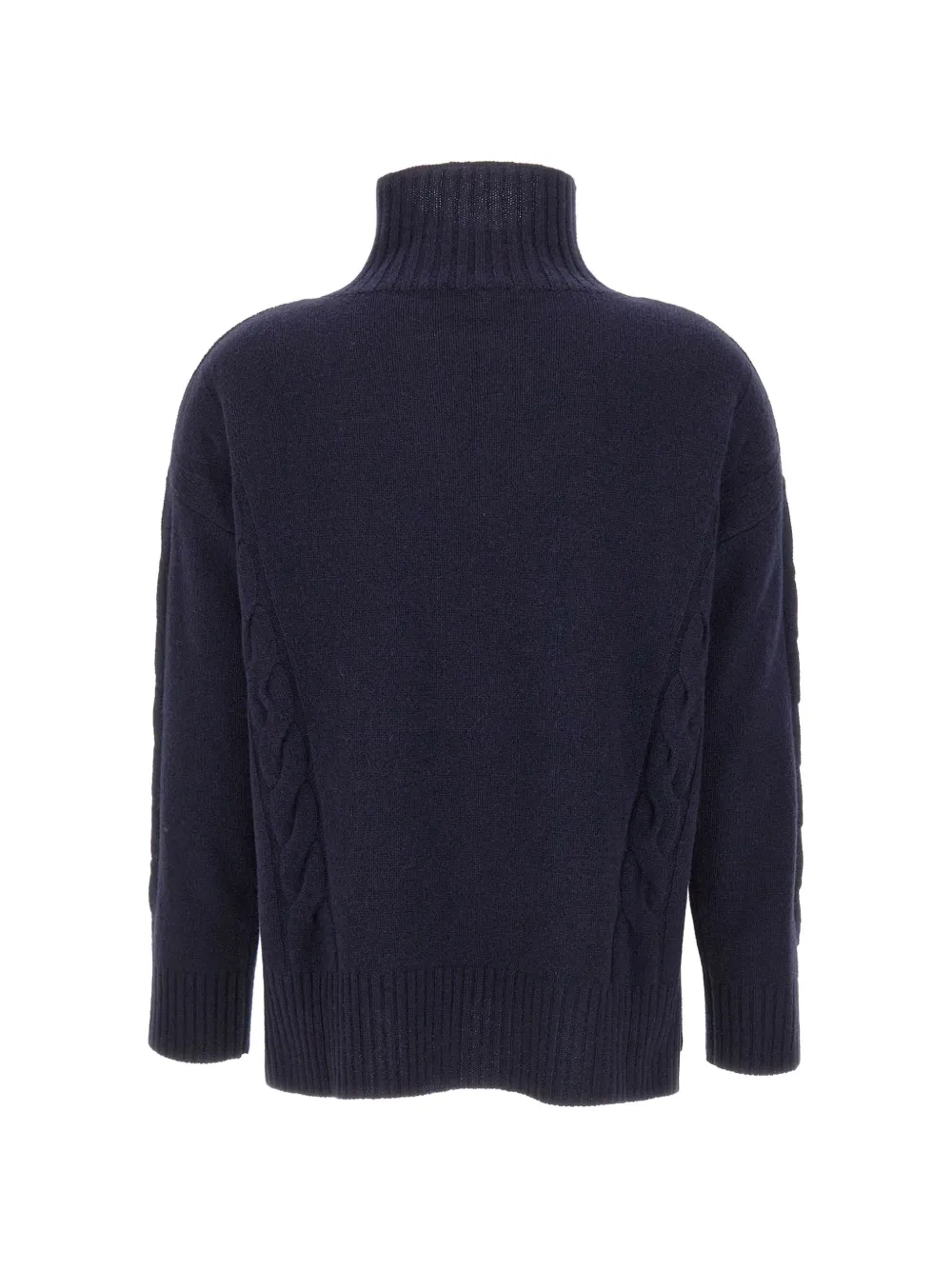 Kangra Kabelgebreide trui met hoge hals Blauw