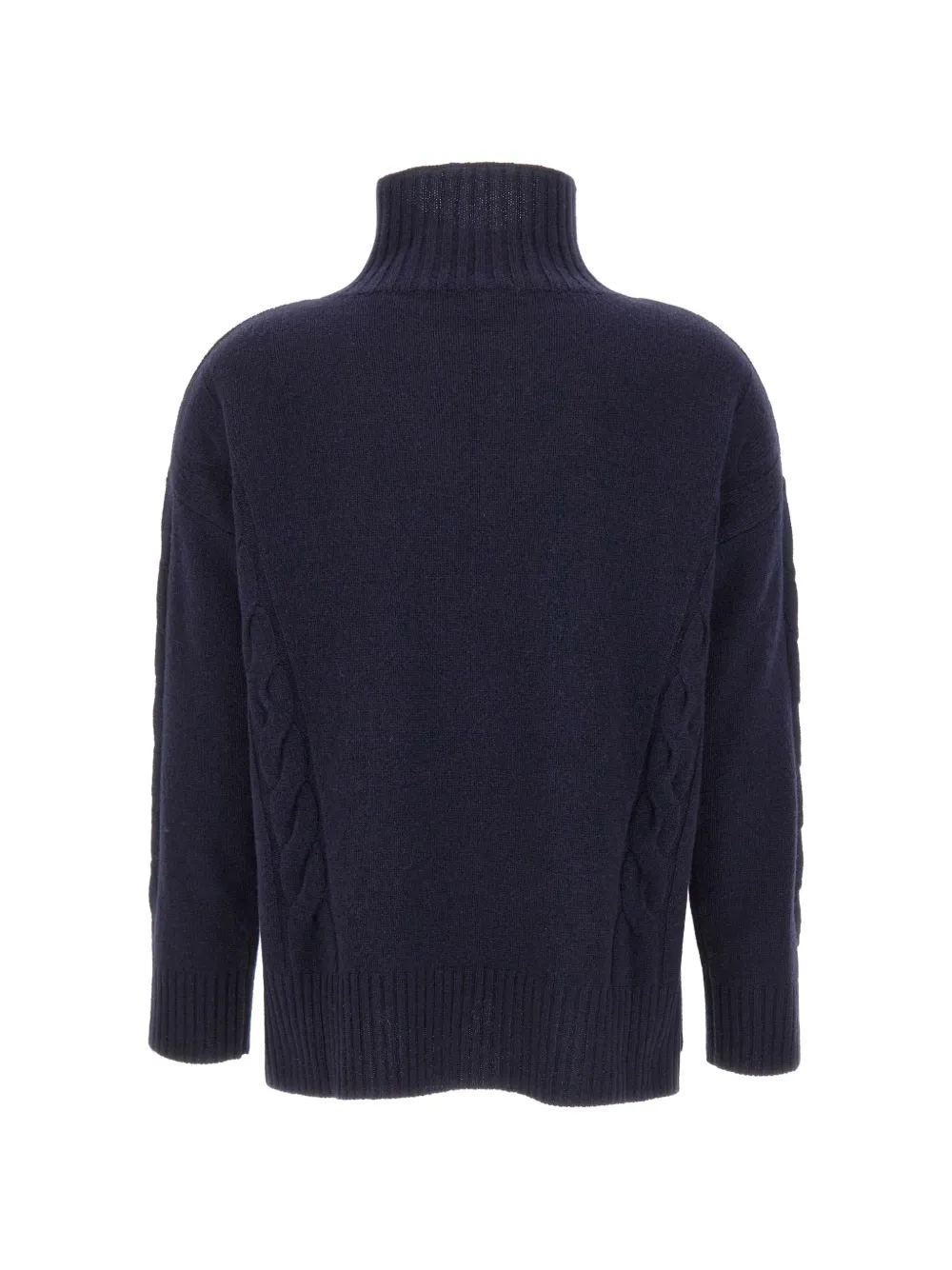 Kangra Kabelgebreide trui met hoge hals Blauw