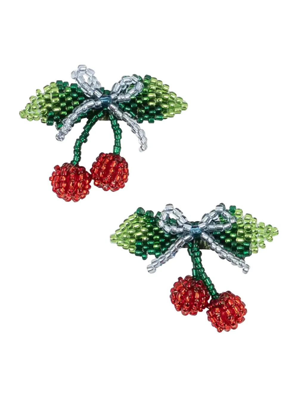 Konges Sløjd bead-embellished cherry hair clips (set of two) - Verde