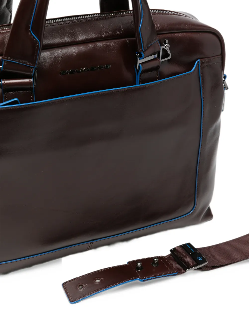 PIQUADRO contrast-trim leather briefcase Bruin