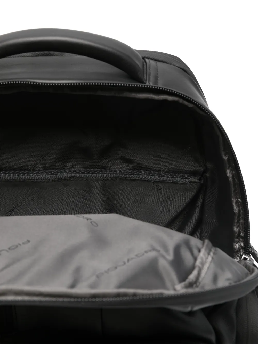 PIQUADRO Urban logo-embossed leather backpack Zwart