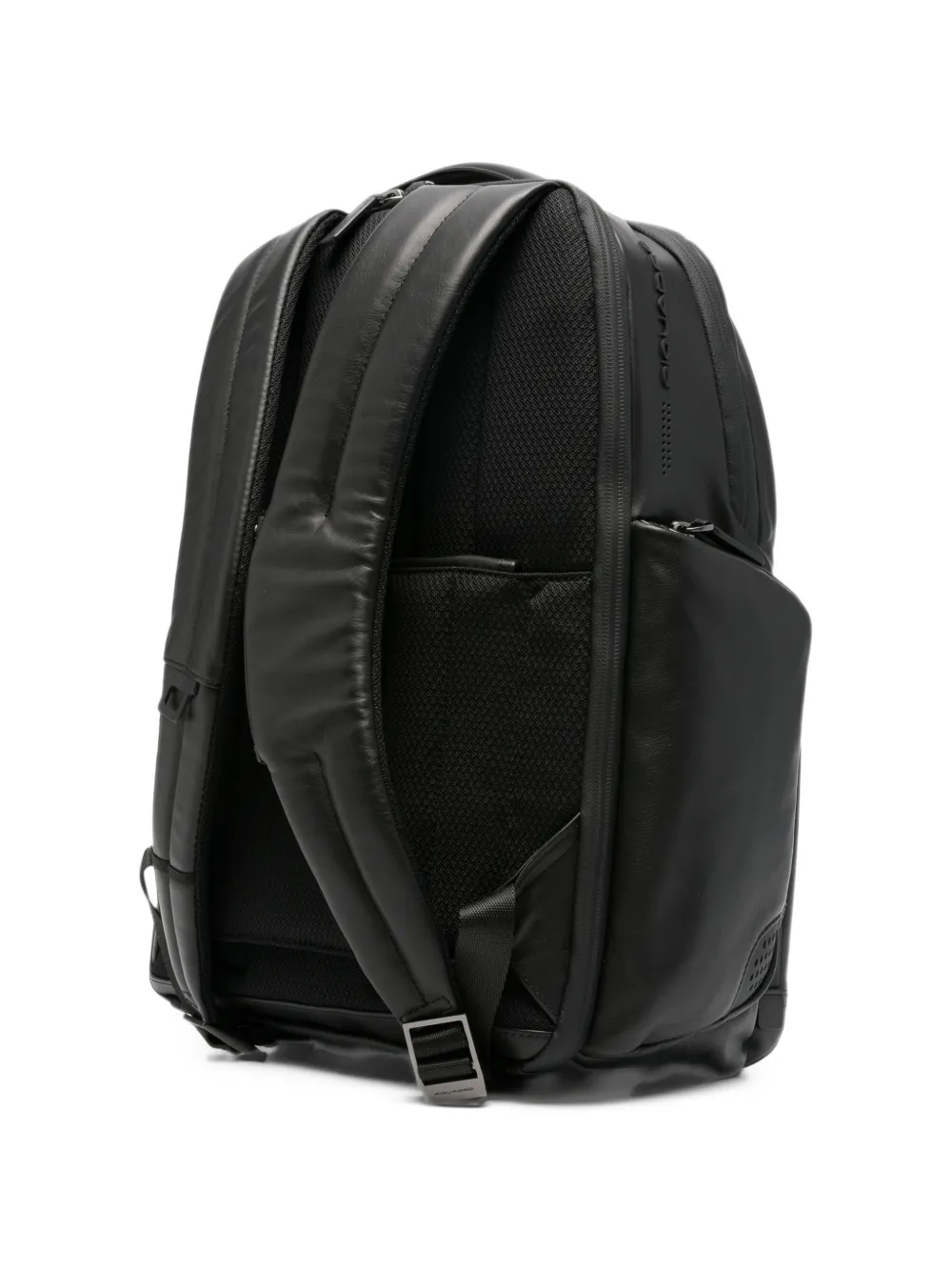 PIQUADRO Urban logo-embossed leather backpack Zwart