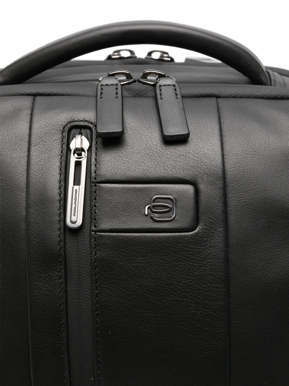 PIQUADRO Urban logo-embossed leather backpack Zwart