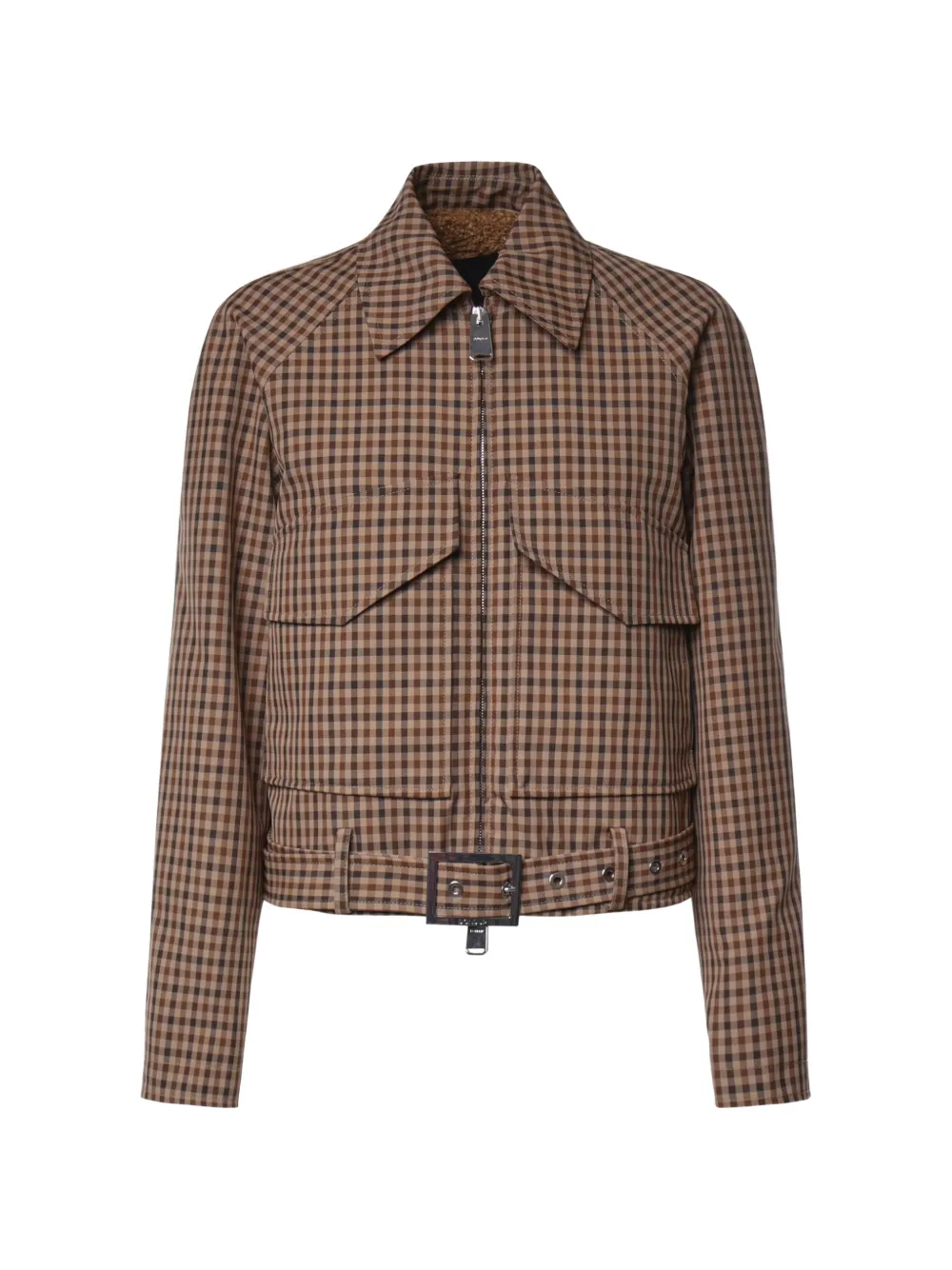 DONDUP gingham-check belted jacket Bruin