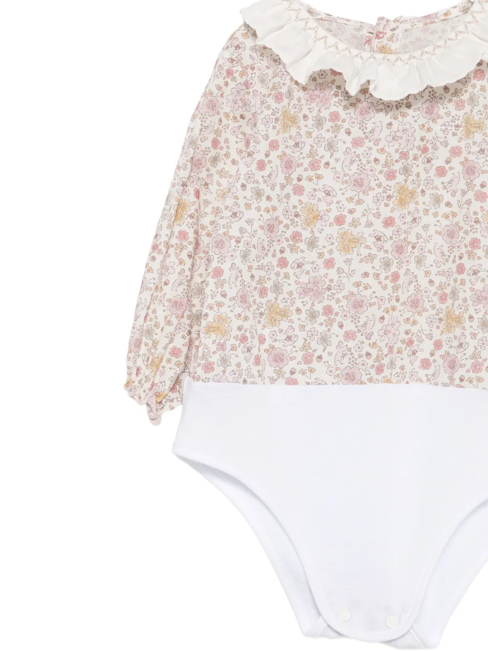 La Stupenderia floral-print ruffled bodysuit set Beige
