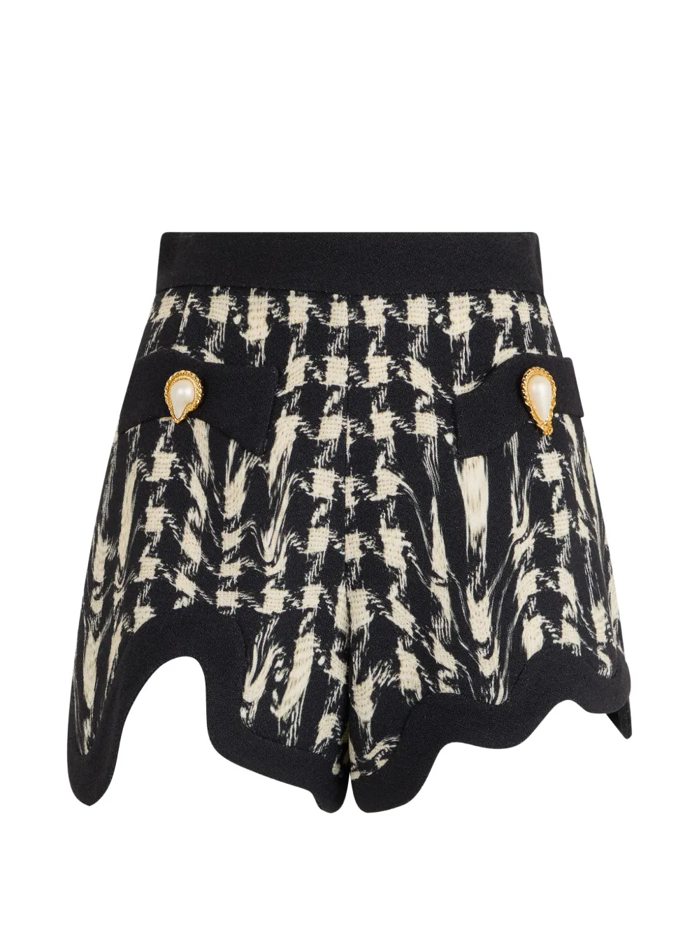 Moschino houndstooth-pattern wavy-hem shorts - Nero