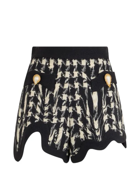 Moschino houndstooth-pattern wavy-hem shorts