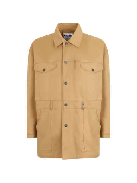 Moschino logo-plaque button-up coat