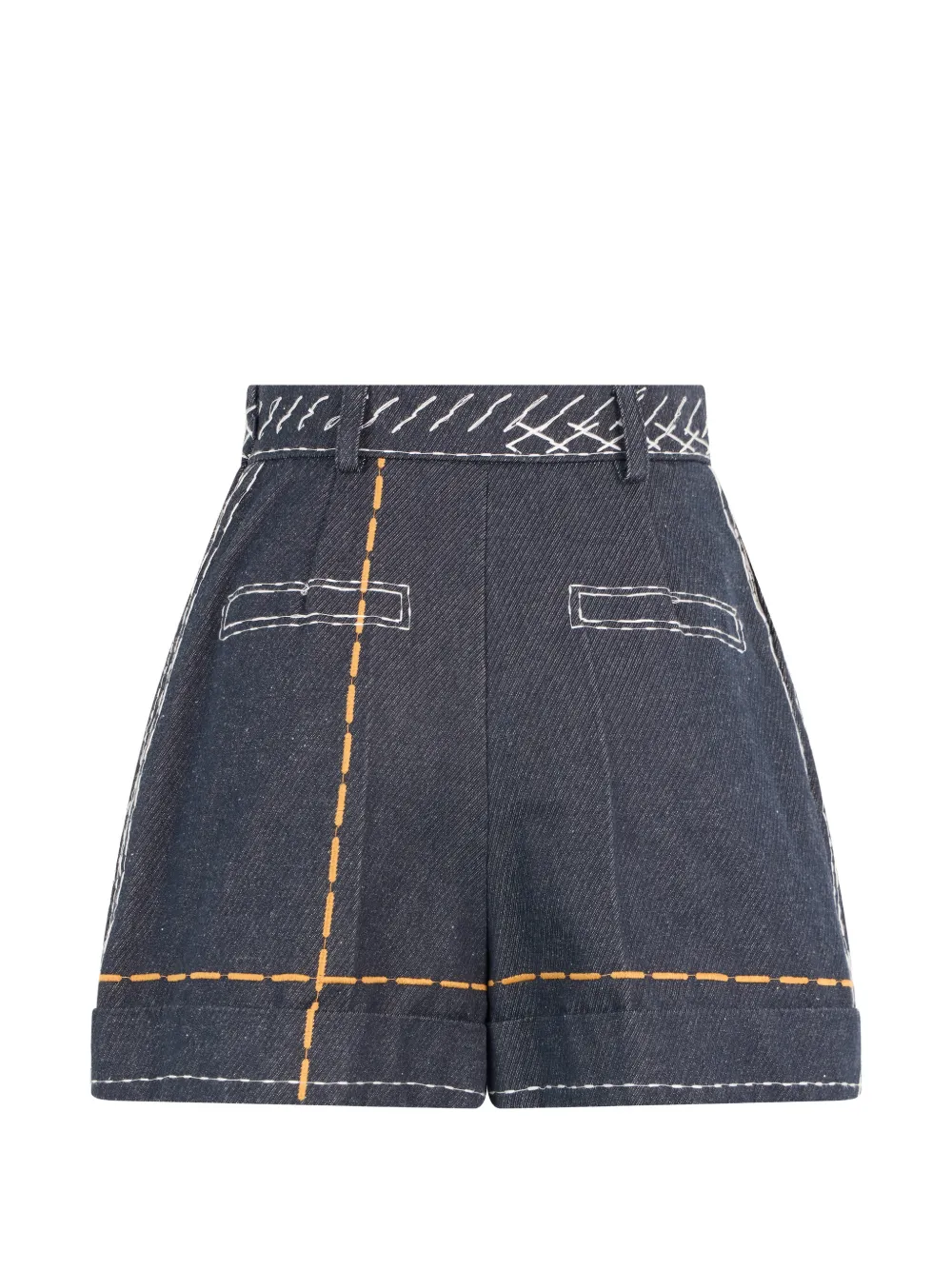 Moschino contrast-stitch denim shorts Blauw