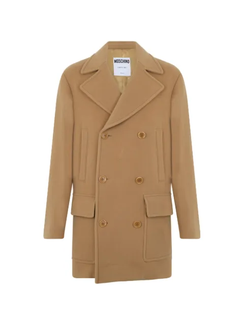 Moschino double-breasted logo-plaque coat