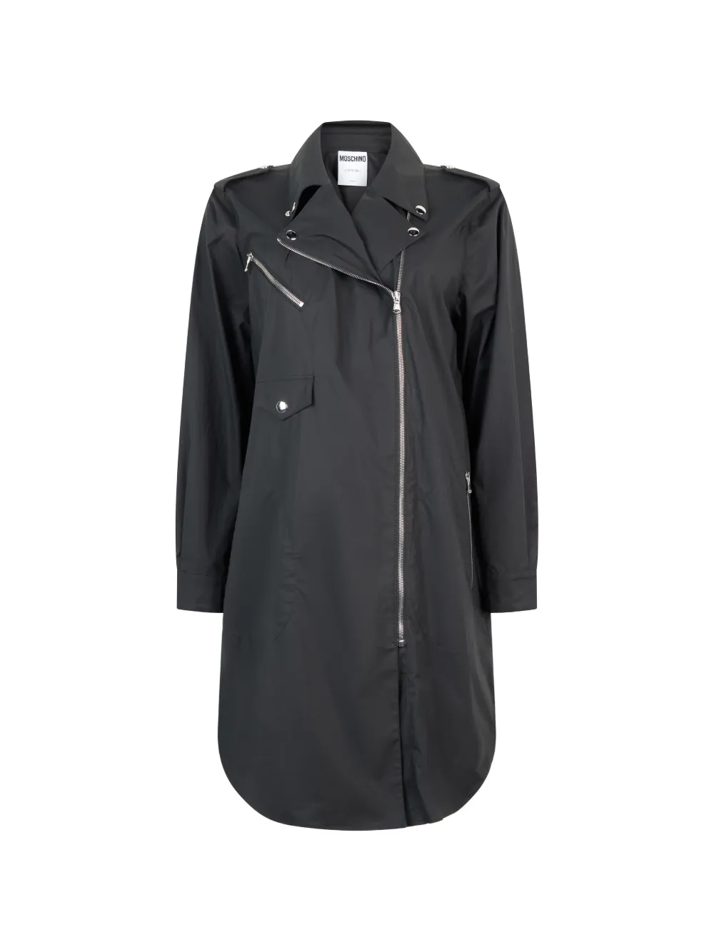 Moschino asymmetric zip-fastening coat