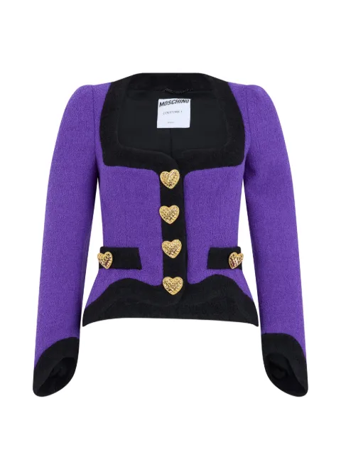 Moschino heart-button contrasting-trim jacket