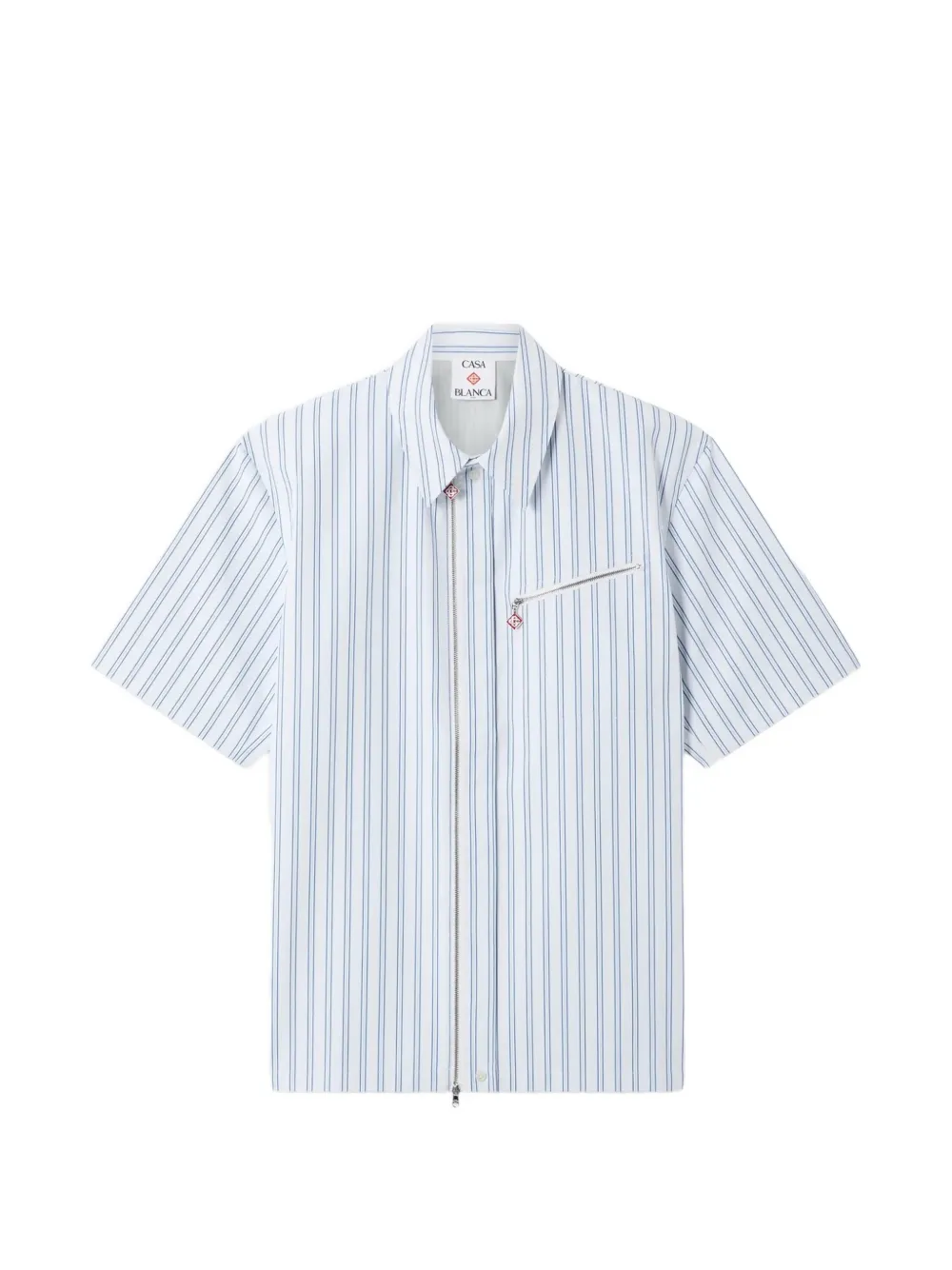 Casablanca white & blue striped nylon short-sleeve shirt
