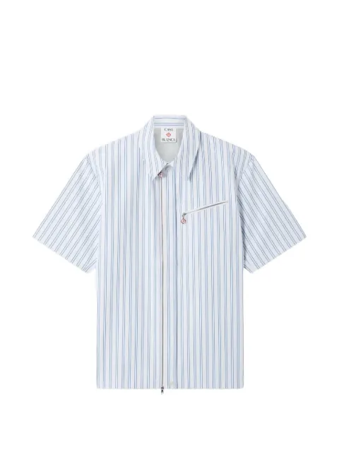 Casablanca white & blue striped nylon short-sleeve shirt