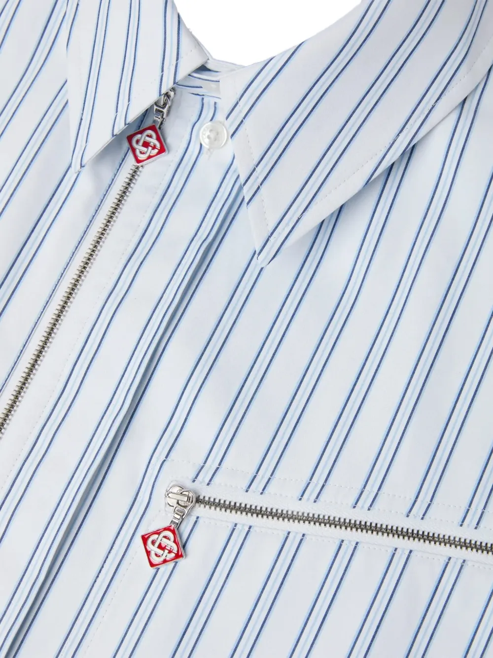 Casablanca white & blue striped nylon short-sleeve shirt Blauw