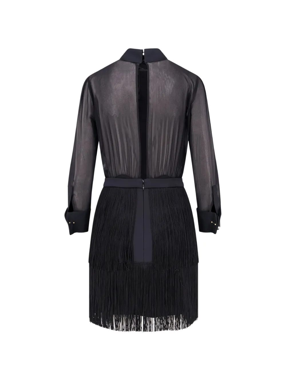 Elisabetta Franchi Mini-jurk met ruches en franje Zwart