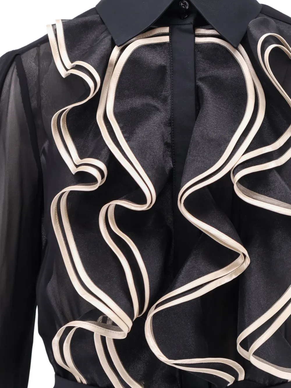 Elisabetta Franchi Mini-jurk met ruches en franje Zwart