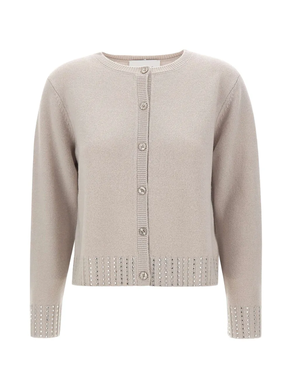 Kaos Rhinestone-embellished Wool Cardigan In Nude