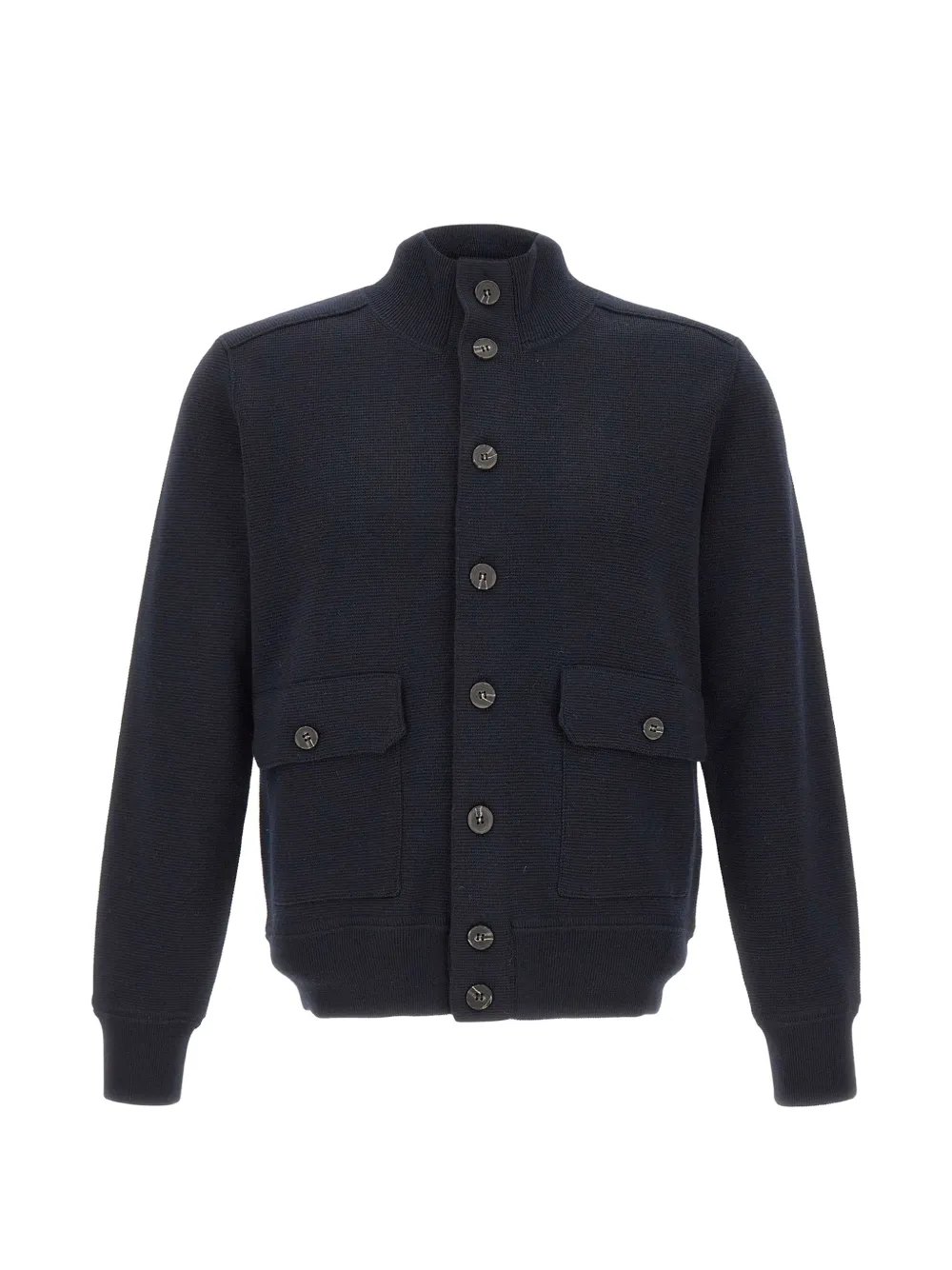 Kangra high-neck buttoned cardigan