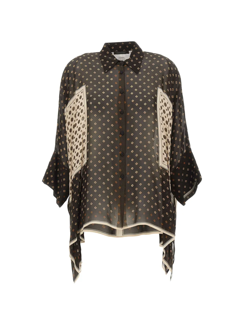 ELENA MIRÒ asymmetric-hem placement-print shirt
