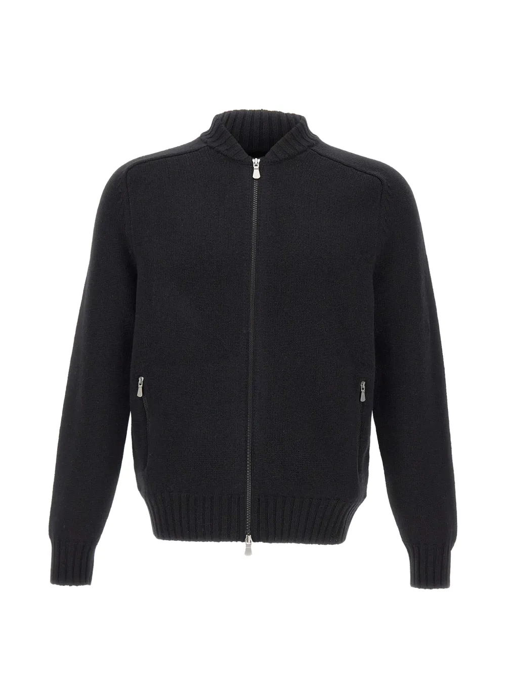 Gran Sasso band-collar zip-up cardigan